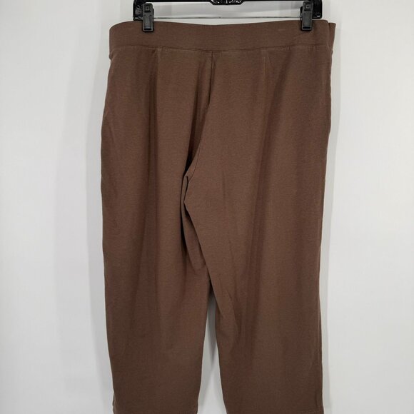 Pure Jill Womens Brown Wide Leg crop Pants size Large Petite knit Cotton pockets - Picture 9 of 10